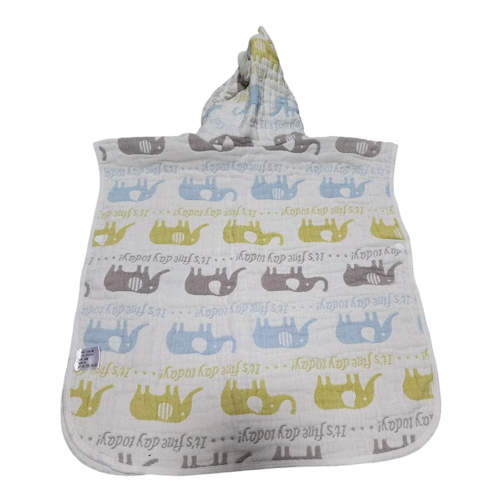 Soft Hooded Toddler Bath Towel, High-quality Cotton Bathrobe Elephant Design